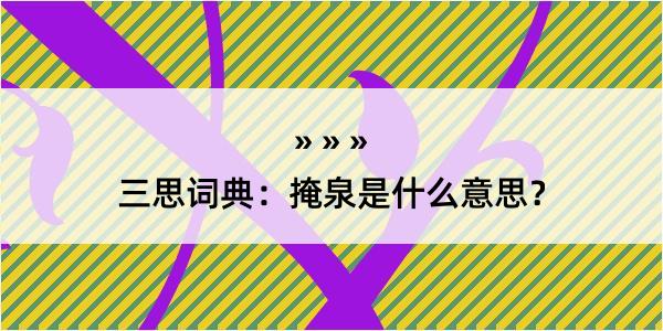 三思词典：掩泉是什么意思？