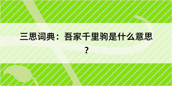 三思词典：吾家千里驹是什么意思？