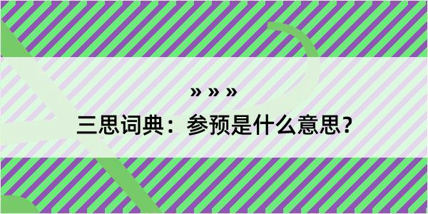 三思词典：参预是什么意思？