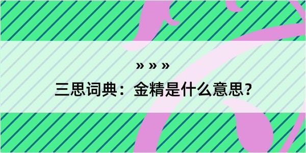 三思词典：金精是什么意思？