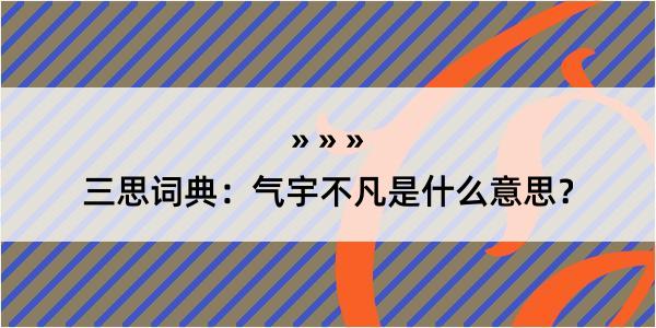 三思词典：气宇不凡是什么意思？