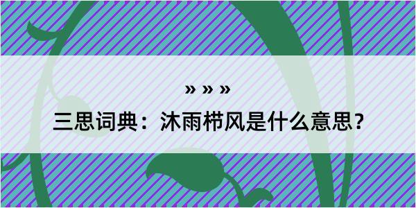 三思词典：沐雨栉风是什么意思？