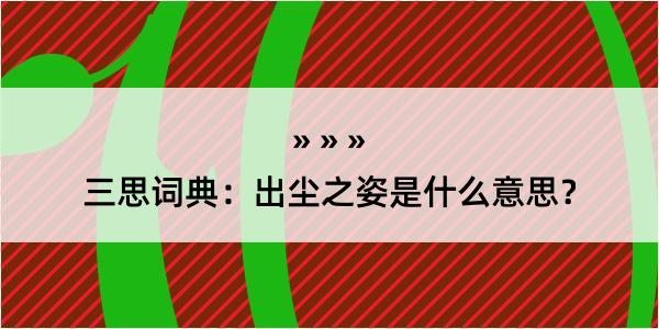 三思词典：出尘之姿是什么意思？