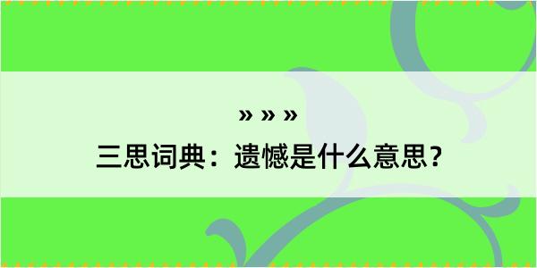 三思词典：遗憾是什么意思？