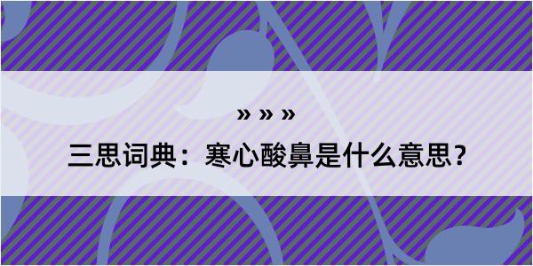 三思词典：寒心酸鼻是什么意思？