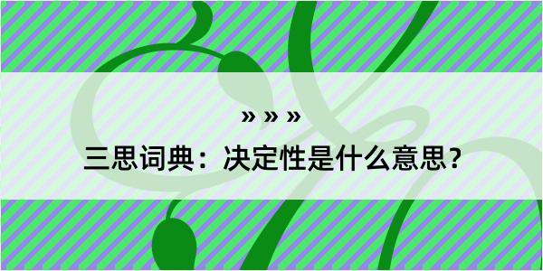 三思词典：决定性是什么意思？