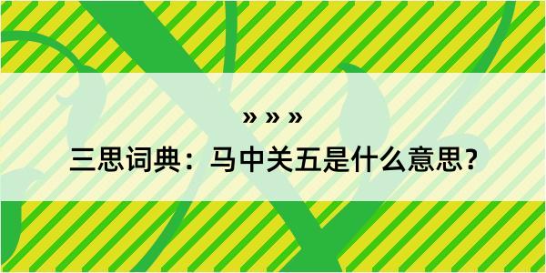 三思词典：马中关五是什么意思？