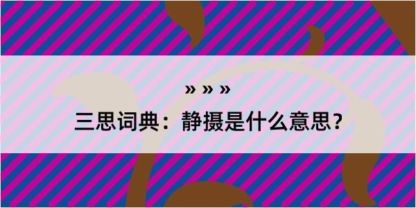 三思词典：静摄是什么意思？