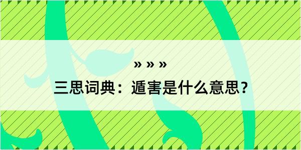 三思词典：遁害是什么意思？