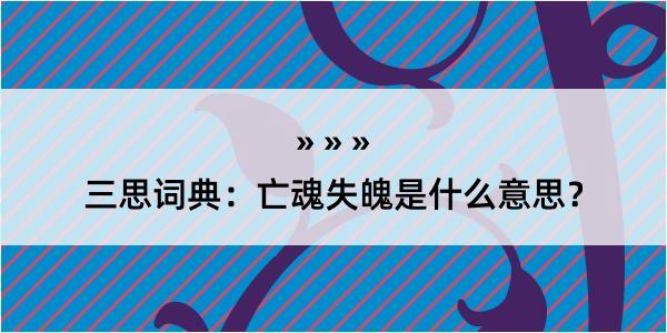 三思词典：亡魂失魄是什么意思？