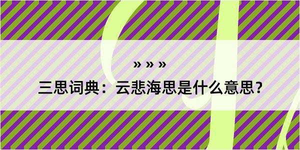 三思词典：云悲海思是什么意思？