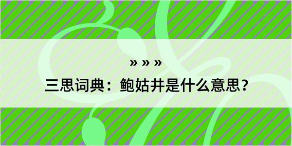 三思词典：鲍姑井是什么意思？