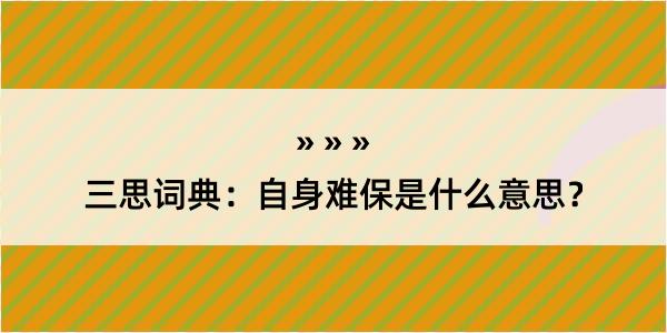 三思词典：自身难保是什么意思？