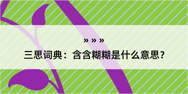 三思词典：含含糊糊是什么意思？