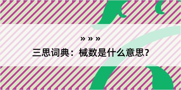 三思词典：械数是什么意思？