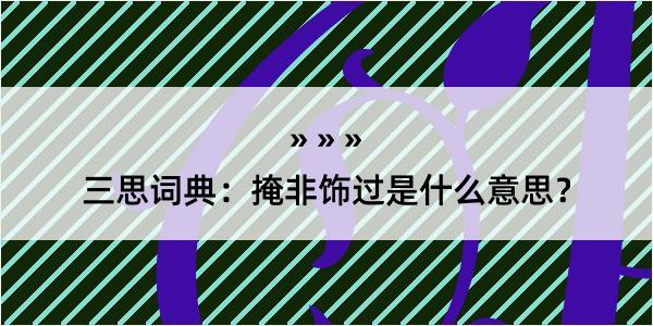 三思词典：掩非饰过是什么意思？