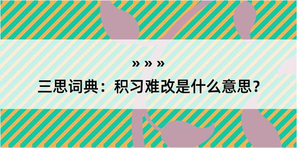 三思词典：积习难改是什么意思？