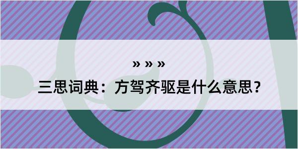 三思词典：方驾齐驱是什么意思？