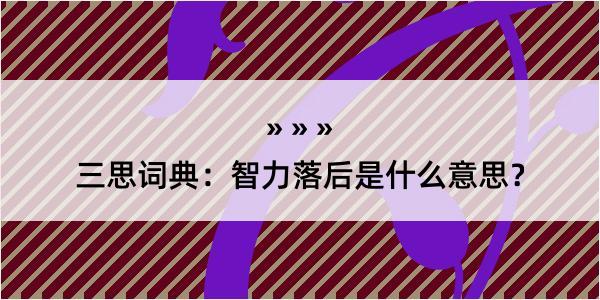 三思词典：智力落后是什么意思？