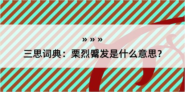 三思词典：栗烈觱发是什么意思？