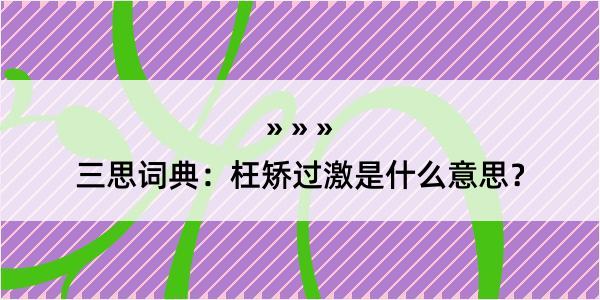 三思词典：枉矫过激是什么意思？