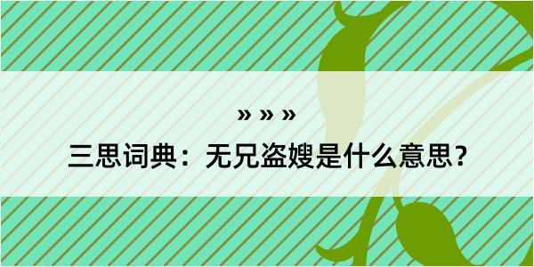 三思词典：无兄盗嫂是什么意思？