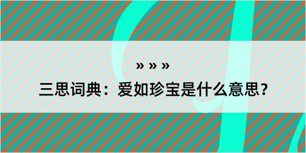 三思词典：爱如珍宝是什么意思？