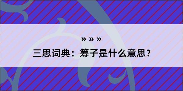 三思词典：筹子是什么意思？