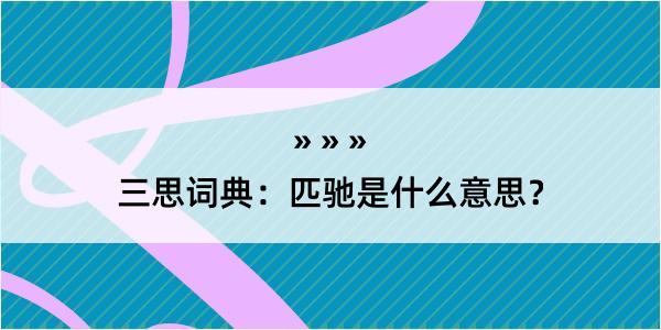 三思词典：匹驰是什么意思？