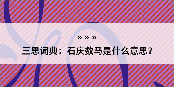 三思词典：石庆数马是什么意思？