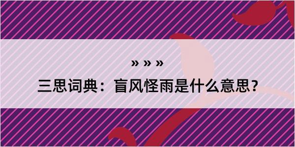 三思词典：盲风怪雨是什么意思？