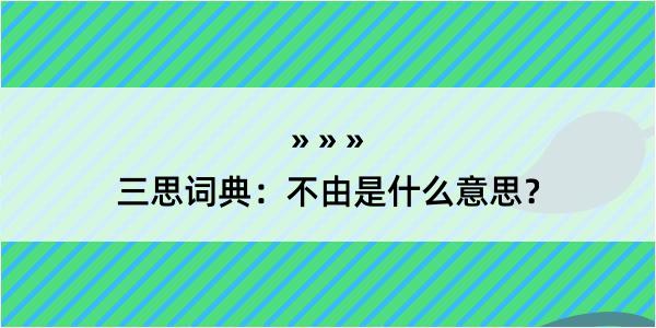 三思词典：不由是什么意思？