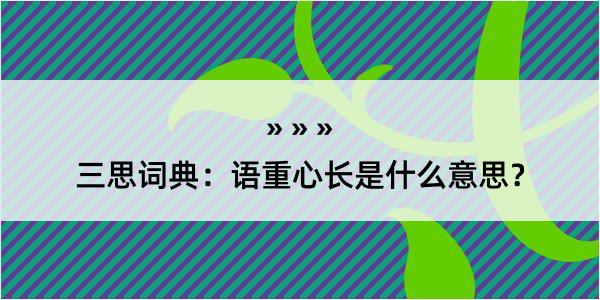 三思词典：语重心长是什么意思？