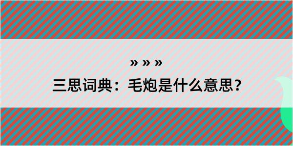 三思词典：毛炮是什么意思？