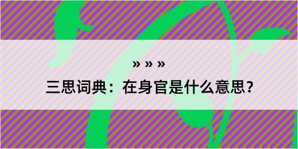 三思词典：在身官是什么意思？