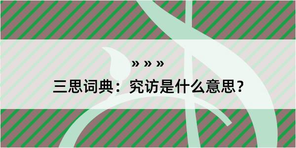 三思词典：究访是什么意思？