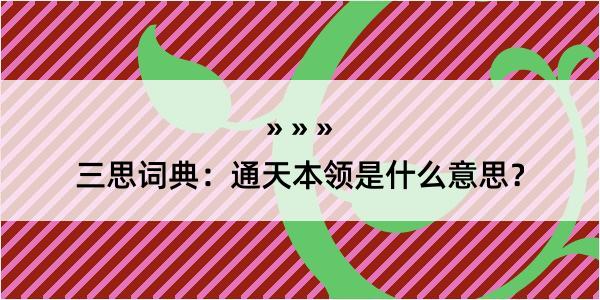 三思词典：通天本领是什么意思？