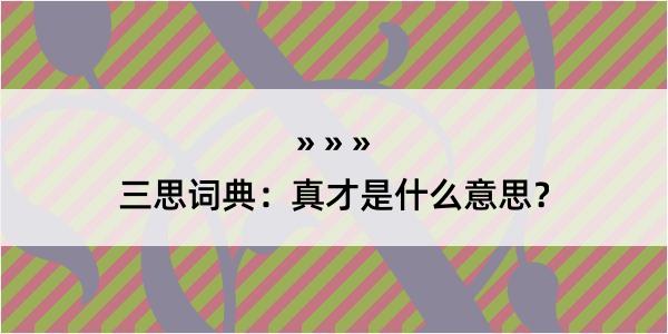 三思词典：真才是什么意思？