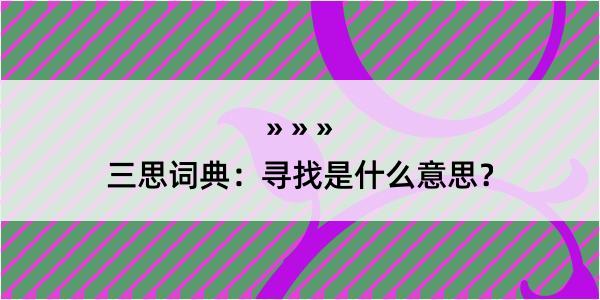 三思词典：寻找是什么意思？