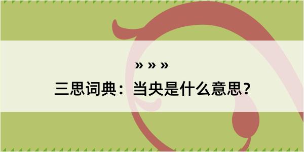 三思词典：当央是什么意思？