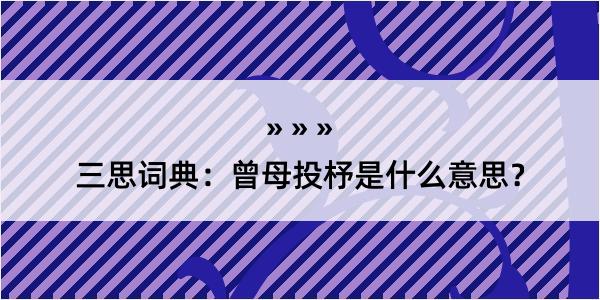 三思词典：曾母投杼是什么意思？