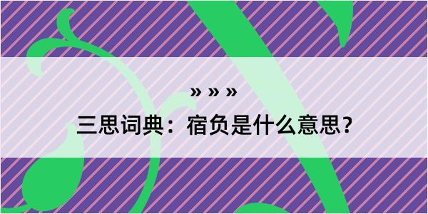 三思词典：宿负是什么意思？