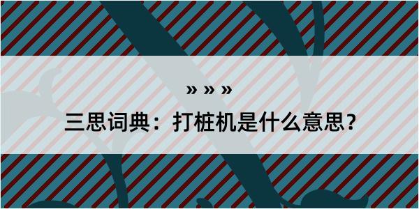 三思词典：打桩机是什么意思？