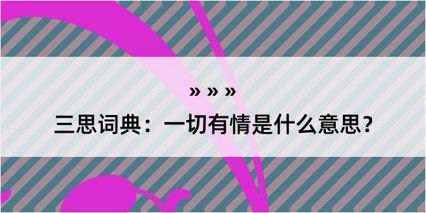 三思词典：一切有情是什么意思？