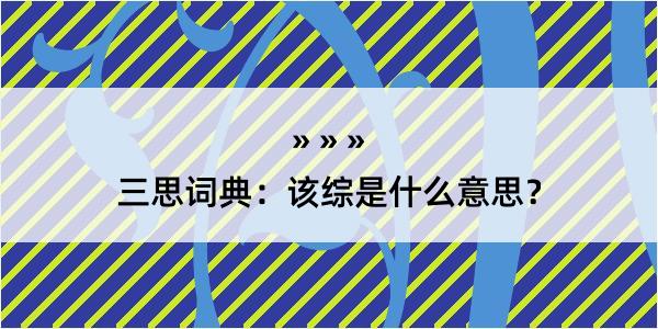 三思词典：该综是什么意思？