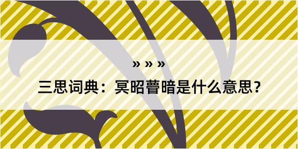 三思词典：冥昭瞢暗是什么意思？