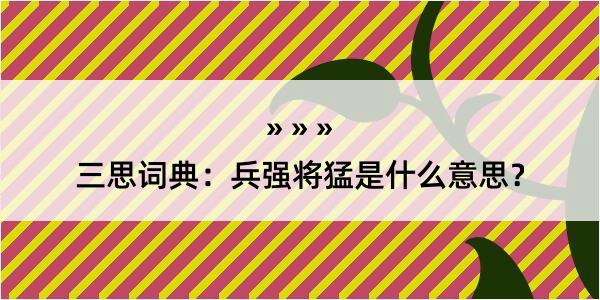 三思词典：兵强将猛是什么意思？