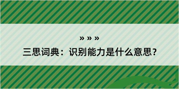 三思词典：识别能力是什么意思？