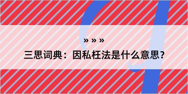 三思词典：因私枉法是什么意思？