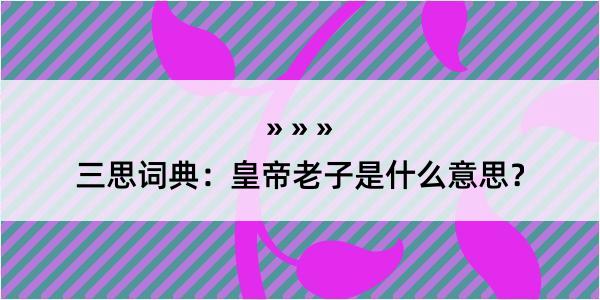 三思词典：皇帝老子是什么意思？